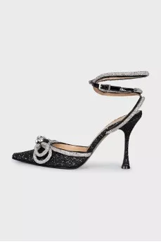 Black slingbacks with rhinestones