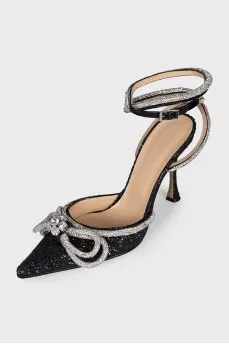 Black slingbacks with rhinestones
