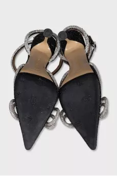 Black slingbacks with rhinestones