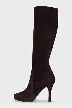 High suede boots with heels