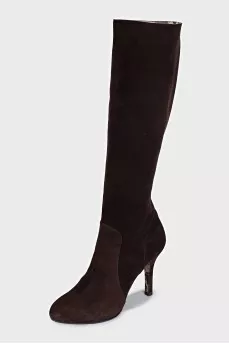 High suede boots with heels