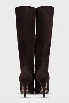 High suede boots with heels