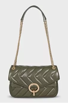 Leather crossbody bag with tag