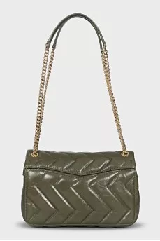 Leather crossbody bag with tag