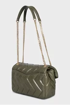 Leather crossbody bag with tag