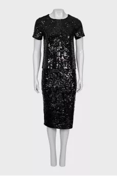 Black sequin suit with tag