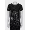 Black sequin suit with tag
