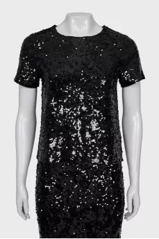 Black sequin suit with tag