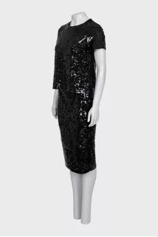 Black sequin suit with tag