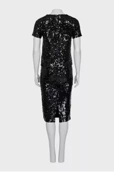 Black sequin suit with tag