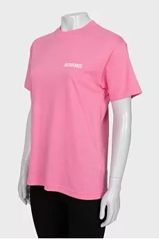 Pink straight-cut T-shirt