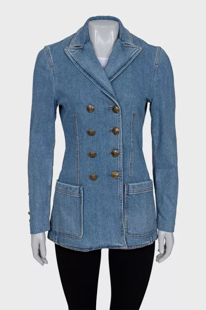 Denim jacket with accent buttons