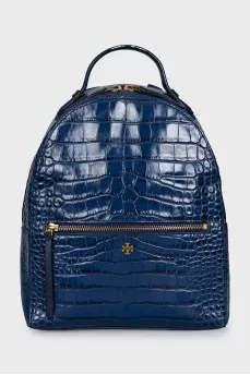 Leather backpack with embossing