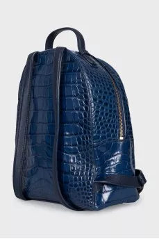 Leather backpack with embossing