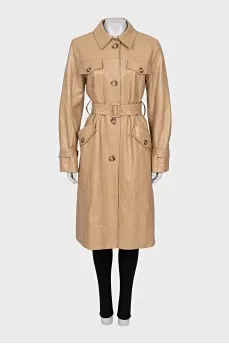 Beige faux leather coat
