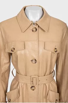 Beige faux leather coat