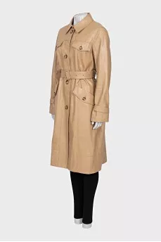 Beige faux leather coat