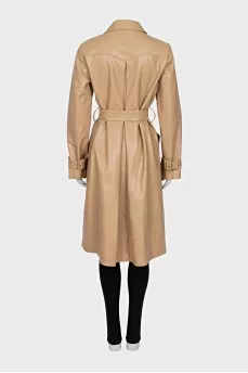 Beige faux leather coat