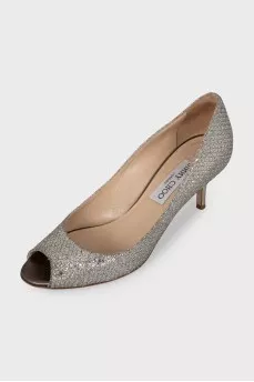 Silver open-toe shoes