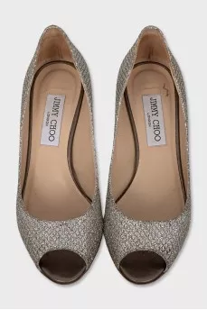 Silver open-toe shoes