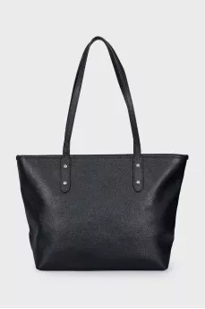 Leather tote bag with decoration