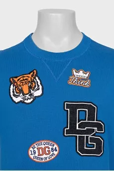 Men's blue t-shirt with patches