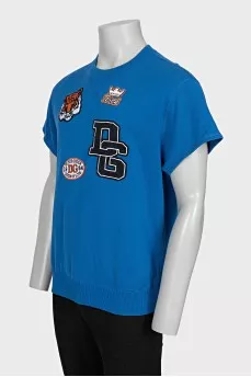 Men's blue t-shirt with patches