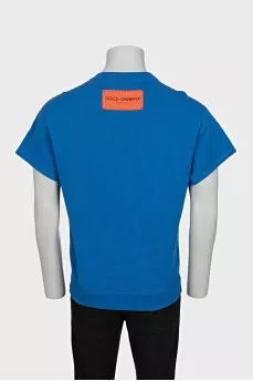 Men's blue t-shirt with patches