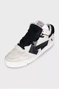 Men's suede sneakers with a signature logo