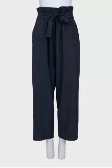 Striped trousers with elastic waistband