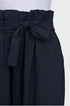 Striped trousers with elastic waistband