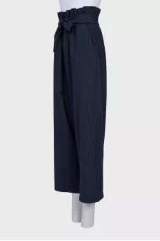 Striped trousers with elastic waistband