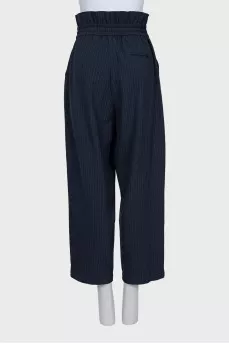 Striped trousers with elastic waistband