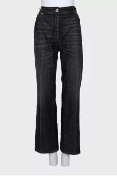Wide-leg jeans with silver decoration