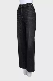 Wide-leg jeans with silver decoration