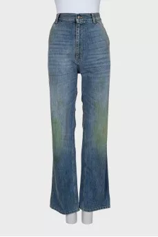 Paint stain effect jeans with tag