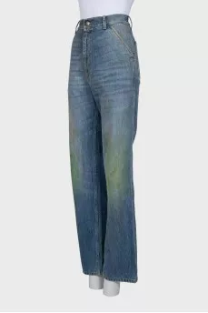 Paint stain effect jeans with tag