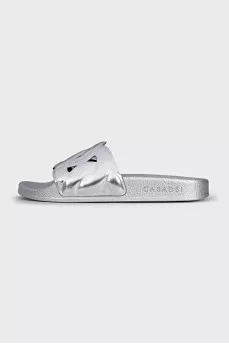 Silver leather flip-flops