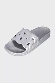 Silver leather flip-flops