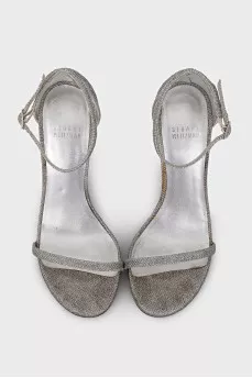 Босоніжки сріблястого кольору на підборах