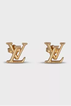 Gold-color logo-shaped earrings