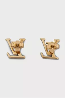 Gold-color logo-shaped earrings