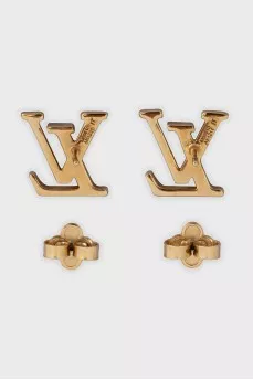 Gold-color logo-shaped earrings