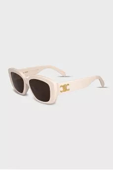 Rectangular sunglasses with white frames