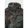 Cropped down jacket in military print with tag