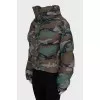 Cropped down jacket in military print with tag