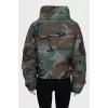 Cropped down jacket in military print with tag