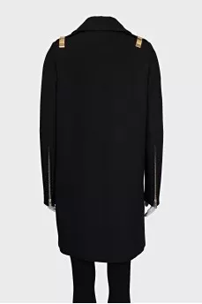 Wool coat with gold decor