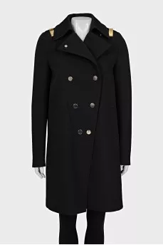 Wool coat with gold decor
