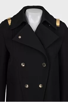 Wool coat with gold decor